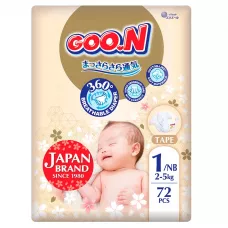 Підгузки Goo.N Premium Soft Розмір 1NB, до 5 кг 72 од (F1010101-152)