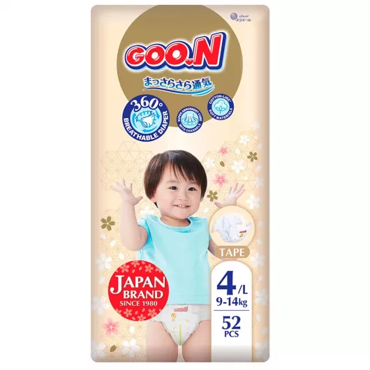 Підгузки Goo.N Premium Soft Розмір 4L, 9-14 кг 52 од (F1010101-155)