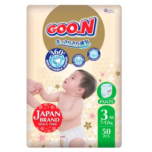 Трусики-підгузки Goo.N Premium Soft Розмір 3M, 7-12 кг 50 од (F1010101-156)