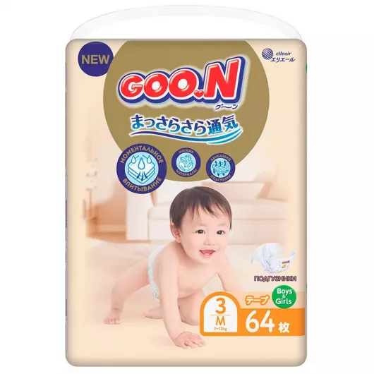 Підгузки Goo.N Premium Soft Розмір 3M, 7-12 кг 64 од (863224)