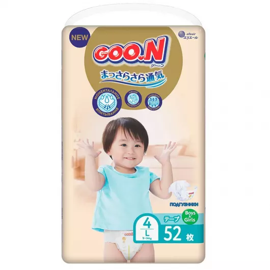 Підгузки Goo.N Premium Soft Розмір 4L, 9-14 кг 52 од (863225)